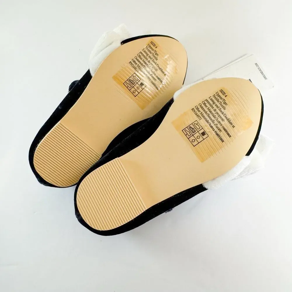 Janie and Jack Velvet Bow Ballet Flats- Size 4 Toddler Girl. Black/White Holiday